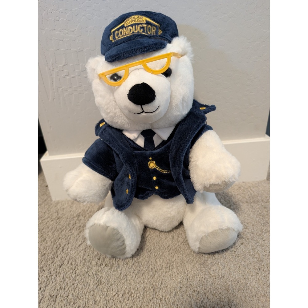The Polar‎ Express Conductor Polar Bear Plush w/ Glasses Hat 2024 Rail Events